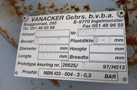 Dubbelwandige mazouttank 3000L    Dubbelwandige mazouttank 3000L